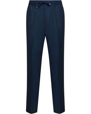 Etro Wool And Linen Jogger Trousers - Blue