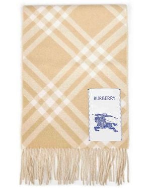 Burberry Sand Check Cashmere Scarf - Natural