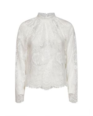 Self-Portrait Lace Long-Sleeved Blouse - White