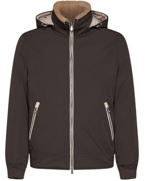 Brunello Cucinelli Hooded Bonded Nylon Down Jacket Dark - Brown