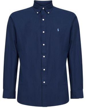 Polo Ralph Lauren Newport Stretch Poplin Custom-Fit Shirt - Blue