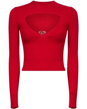 DIESEL Ribbed Wool M-Olina Top - Red