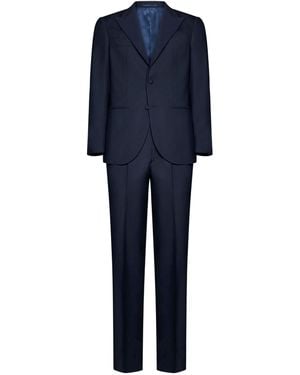 D 40 Single-Breasted Wool Suit By D4.0 - Blue
