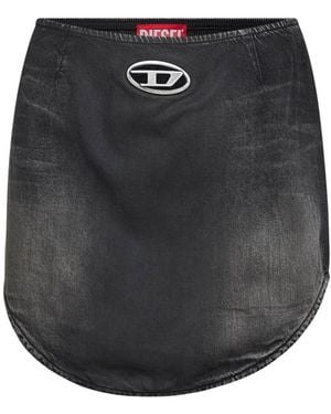 DIESEL Denim And Jersey De-Vany-S Miniskirt - Black
