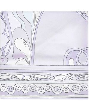PUCCI Triangle Scarf With Orchid Print - Blue