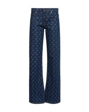 Marine Serre Midnight Denim Moon Bootcut Jeans - Blue