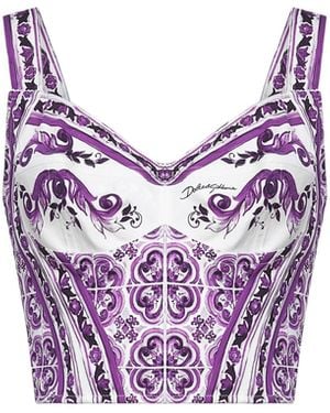 Dolce & Gabbana Bustier Corsetteria Stampa Maiolica - Viola