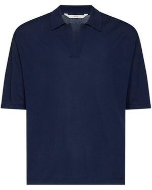 Hevò Cotton Knit Taranto Oversized Polo Shirt - Blue