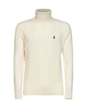 Polo Ralph Lauren Andover Cream Cable-Knit Wool And Cashmere Turtleneck Jumper - White