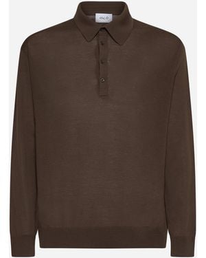 D4.0 Brown Virgin Wool Knit Polo Shirt