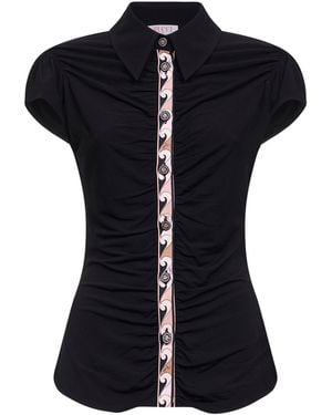 PUCCI Stretch Viscose Jersey Draped Shirt - Black