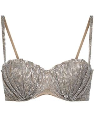 GIUSEPPE DI MORABITO Crystal Balconette Bra - White