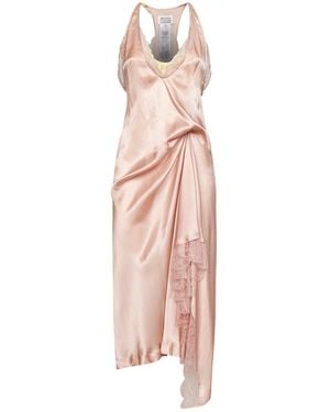 Maison Margiela Light Satin And Lace Midi Slip Dress - Pink