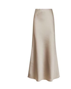 Blanca Vita Chalk Satin Gedila Long Bias Skirt - Natural
