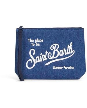 MC2 Saint Barth Dark Aline Embroidered Clutch Bag - Blue