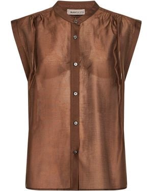 Blanca Vita Chocolate Voile Calicia Sleeveless Shirt - Brown
