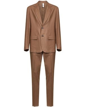 Hevò Single-Breasted Suit Galatina Taupe Linen - Natural