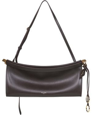 Alaïa Marron Fonce Le Click East West Medium Shoulder Bag<Br - White
