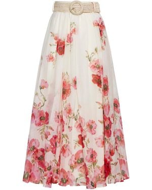 Zimmermann Lightburst Print Cotton And Silk Maxi Skirt - White