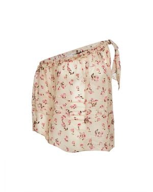 Isabel Marant Marant Etoile Printed Muslin Loeva One-Shoulder Top - Natural