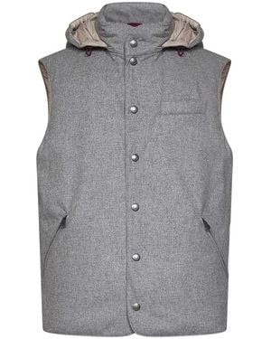 Brunello Cucinelli Wool Padded Hooded Vest Light - Grey