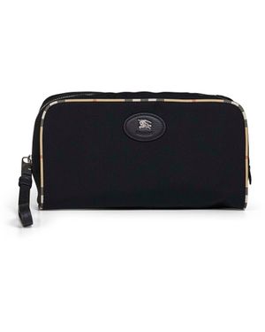 Burberry Medium Travel Bag With Check Trims - Black