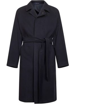 Tagliatore Wool And Cashmere Salomons Wrap Coat - Blue