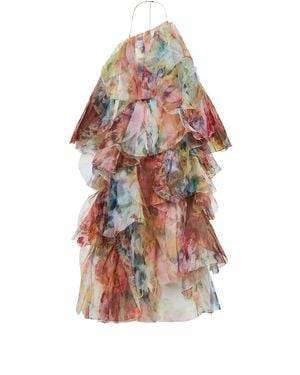 Zimmermann Spliced Floral-Print Georgette Luna Maxi Dress - White