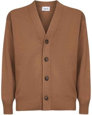D 40 Camel Virgin Wool Knit Relaxed Fit Cardigan - Brown
