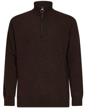 Barbour Dark Oak Holden Lambswool Half-Zip Sweater - Brown