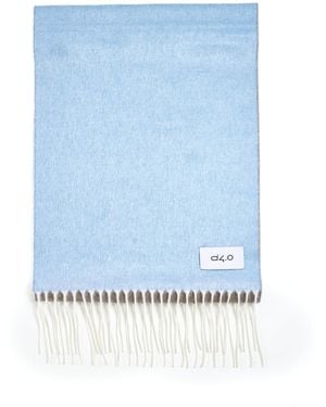 D 40 And Light Scarf With Fringes - Blue