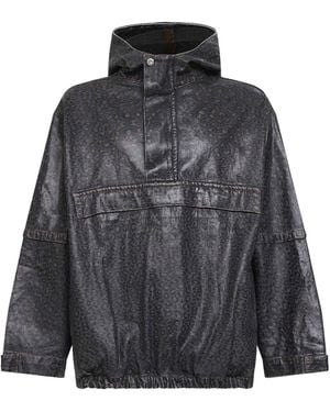 PDF Sacco Spotted Denim Hooded Anorak Jacket - Black