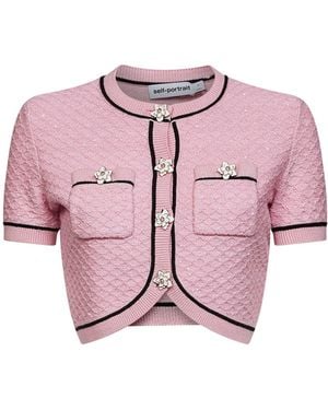 Self-Portrait Cardigan Crop - Rosa