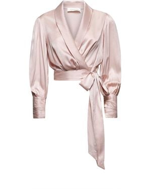 Zimmermann Light Silk Wrap Top - Pink