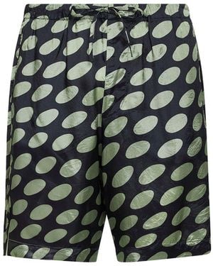 Dries Van Noten Cupro Soft Ellipses-Printed Shorts - Green