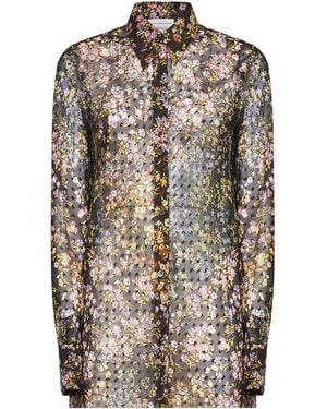 Dries Van Noten Aubergine Mini Floral Patchwork-Print Jacquard Calima Shirt - Multicolor