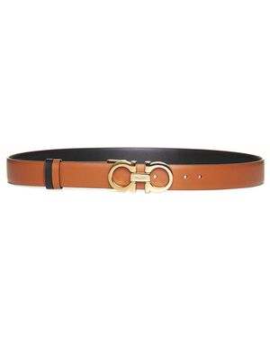 Ferragamo Reversible Leather Gancini Belt - White