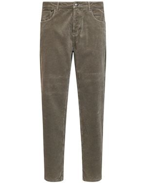 Brunello Cucinelli Mud Garment-Dyed Cotton Corduroy Trousers - Grey