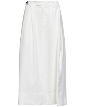 Brunello Cucinelli Fluid Twill Sartorial Skirt With Monili - White