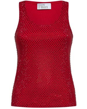 GIUSEPPE DI MORABITO Crystal-Embellished Stretch Cotton Knit Tank Top - Red