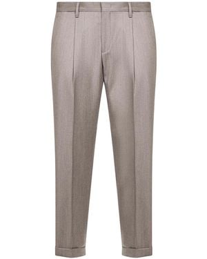 D 40 Dove Wool And Cashmere Flannel Tiberio Pants - Gray