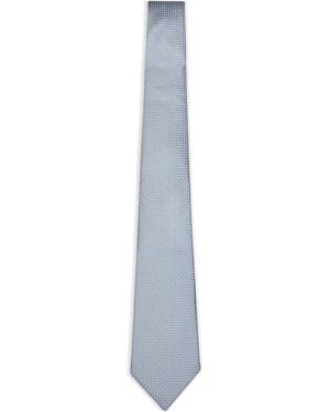 Giorgio Armani Aquamarine Jacquard Silk Tie - White