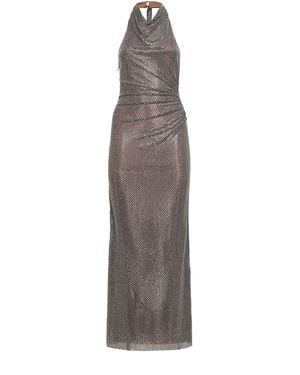 Self-Portrait Rhinestone Maxi Dress - Grey