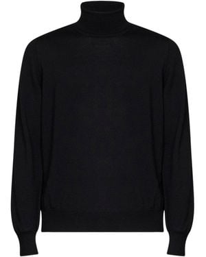 Tagliatore Virgin Wool Knit Miles Turtleneck Sweater - Black