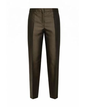Max Mara Khaki Silk Blend Shantung Mstzinco Carrot Trousers - Grey