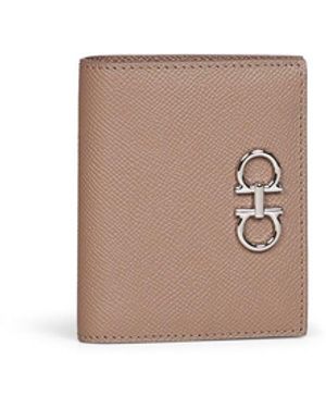 Ferragamo Warm Taupe Gancini Compact Wallet - White