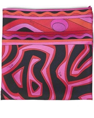 PUCCI Triangle Scarf Labirinto Print/ Silk - Red