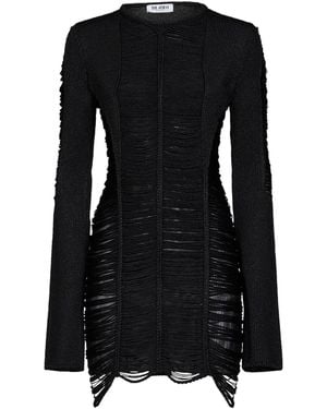 The Attico Fringed Viscose Knit Mini Dress - Black