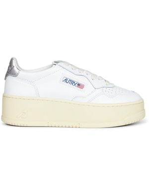 Autry Leather Medalist Platform Trainers - White