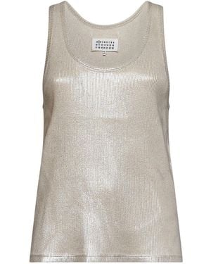 Maison Margiela Ribbed Cotton Print Tank Top - Gray